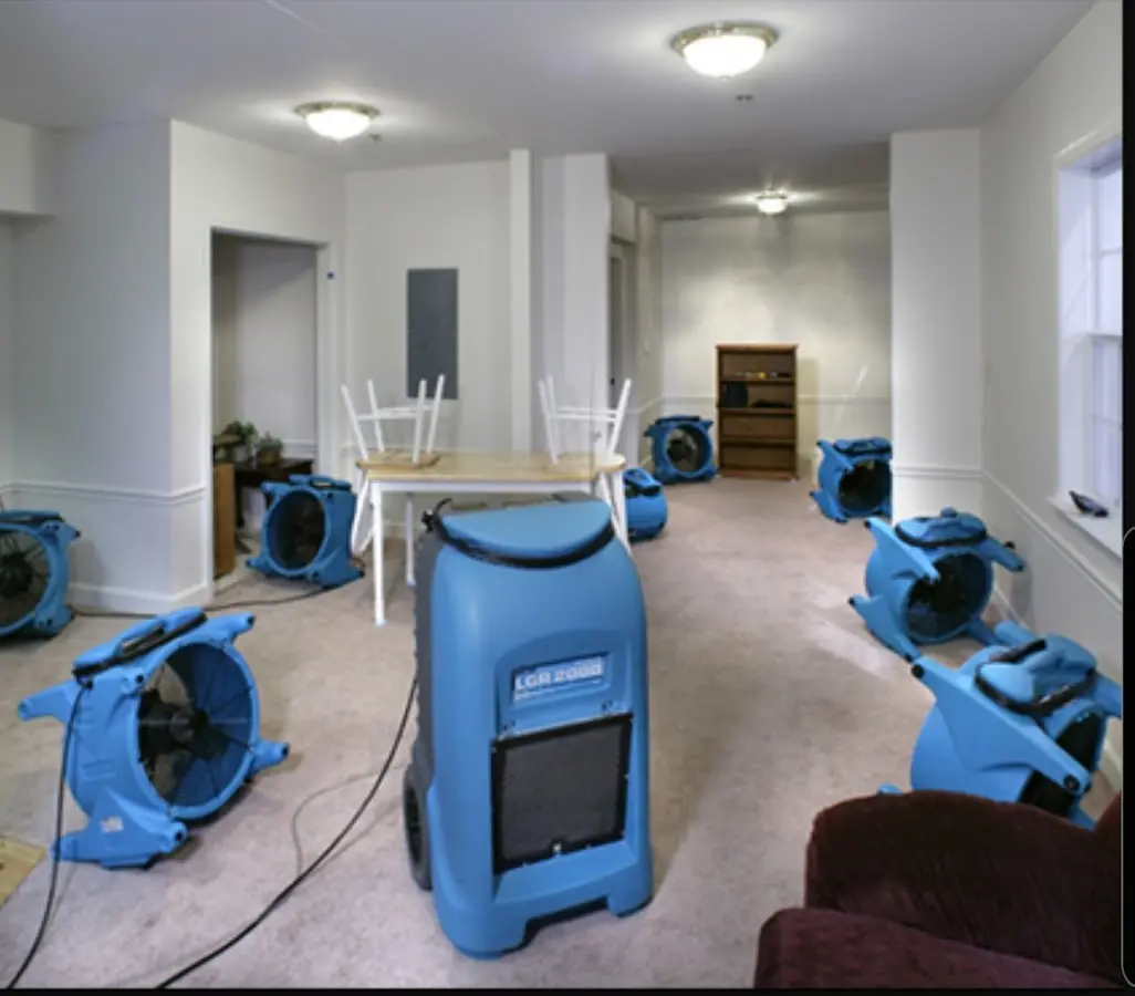 Air movers and dehumidifier setup for Water Extraction & Removal in Hockessin